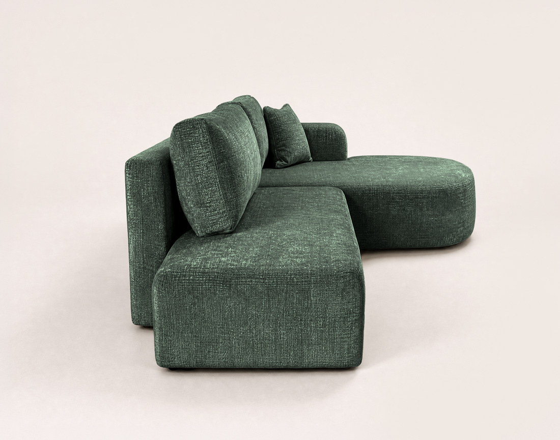 Canapé MIRO d'angle droit 4 places convertible avec coffre sans accoudoirs en velours texturé | Best Mobilier