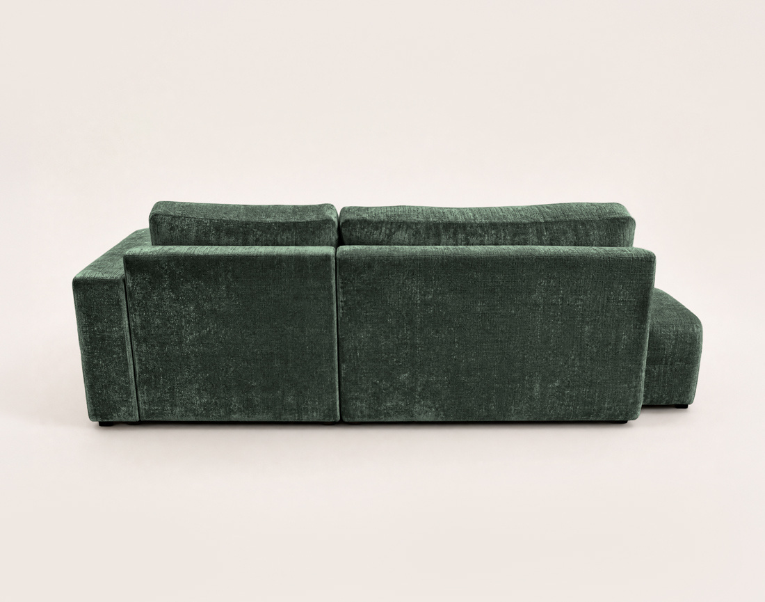 Canapé MIRO d'angle droit 4 places convertible avec coffre sans accoudoirs en velours texturé | Best Mobilier