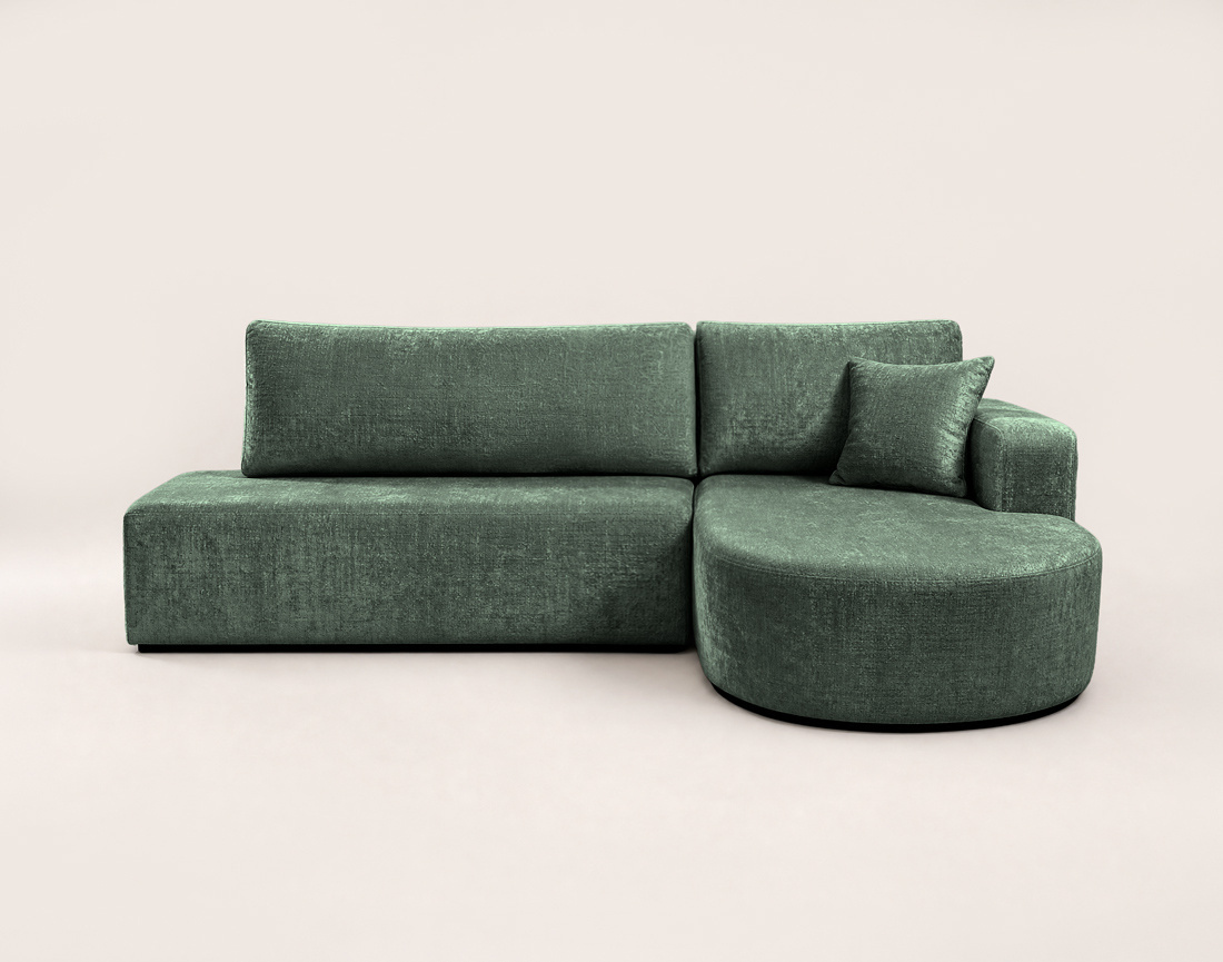 Canapé MIRO d'angle droit 4 places convertible avec coffre sans accoudoirs en velours texturé | Best Mobilier