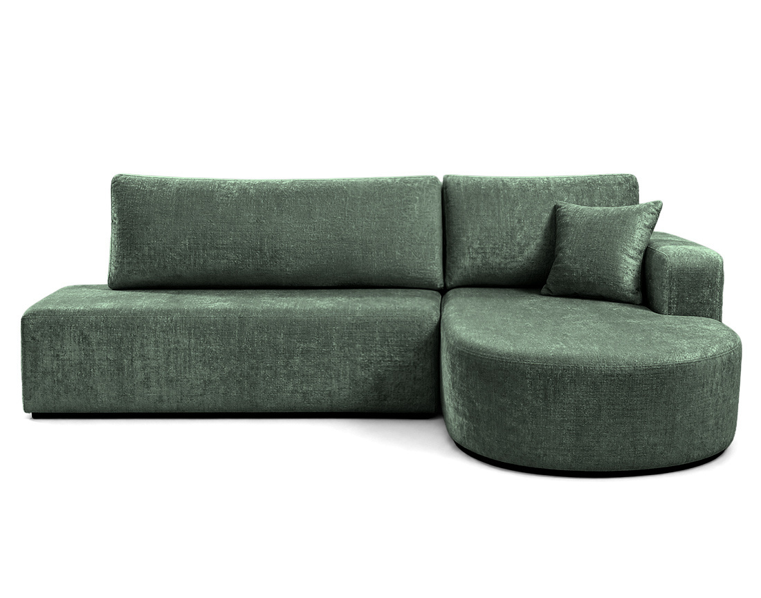 Canapé MIRO d'angle droit 4 places convertible avec coffre sans accoudoirs en velours texturé | Best Mobilier