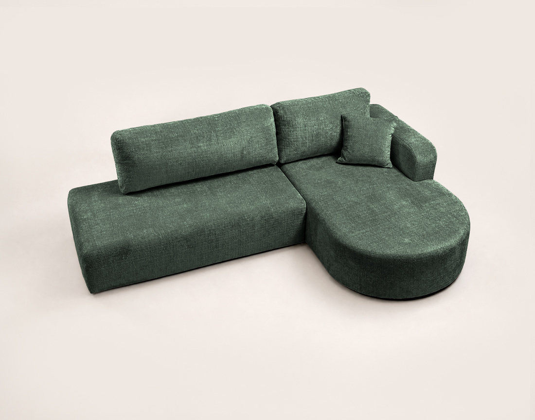 Canapé MIRO d'angle droit 4 places convertible avec coffre sans accoudoirs en velours texturé | Best Mobilier