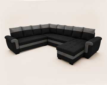 Canapé HENRY panoramique d'angle réversible convertible en tissu et PU  | Best Mobilier