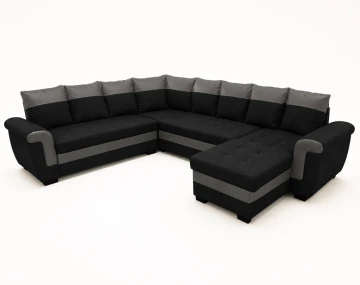 Canapé HENRY panoramique d'angle réversible convertible en tissu et PU  | Best Mobilier