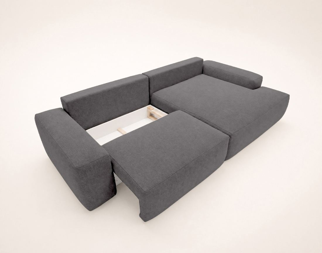 Canapé Tama d'angle droit 4 places convertible coffre tissu | Best Mobilier
