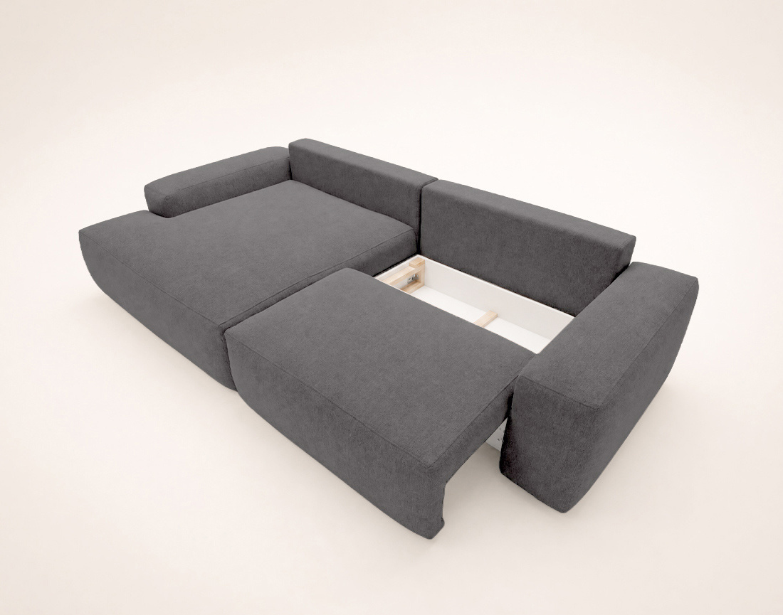 Canapé Tama d'angle gauche 4 places convertible coffre tissu | Best Mobilier
