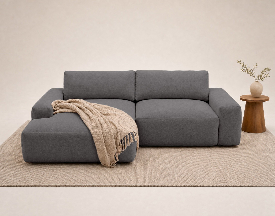 Canapé Tama d'angle gauche 4 places convertible coffre tissu | Best Mobilier