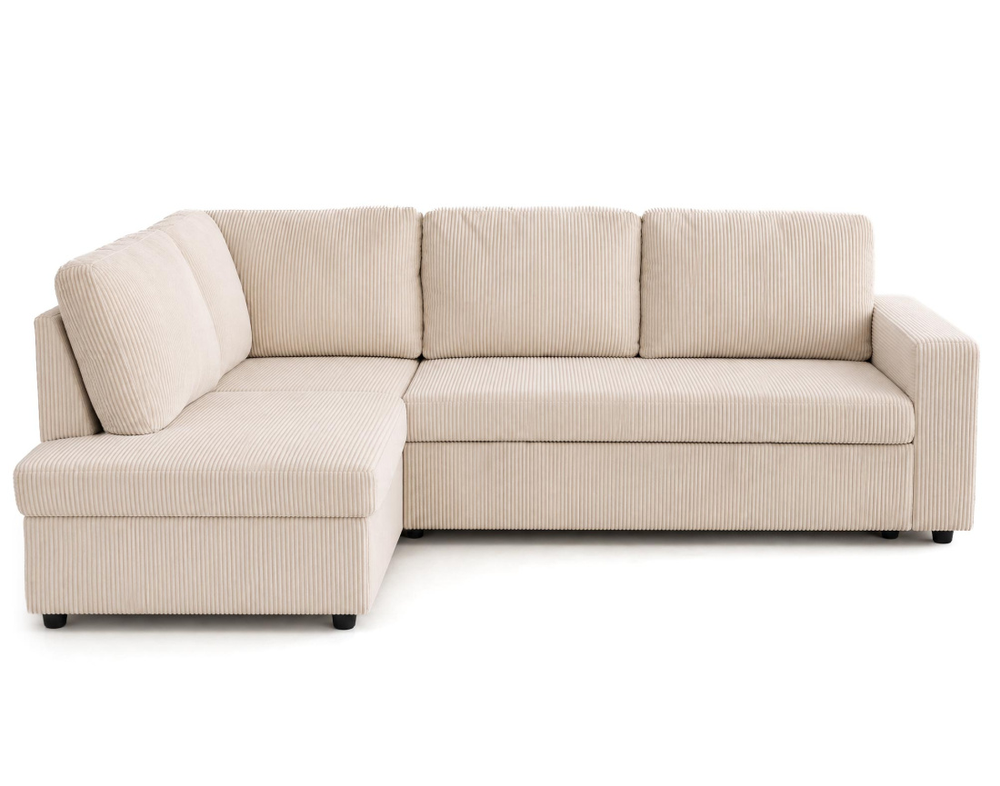 Canapé MEIYA d'angle gauche 5 places convertible avec coffre en velours côtelé | Best Mobilier