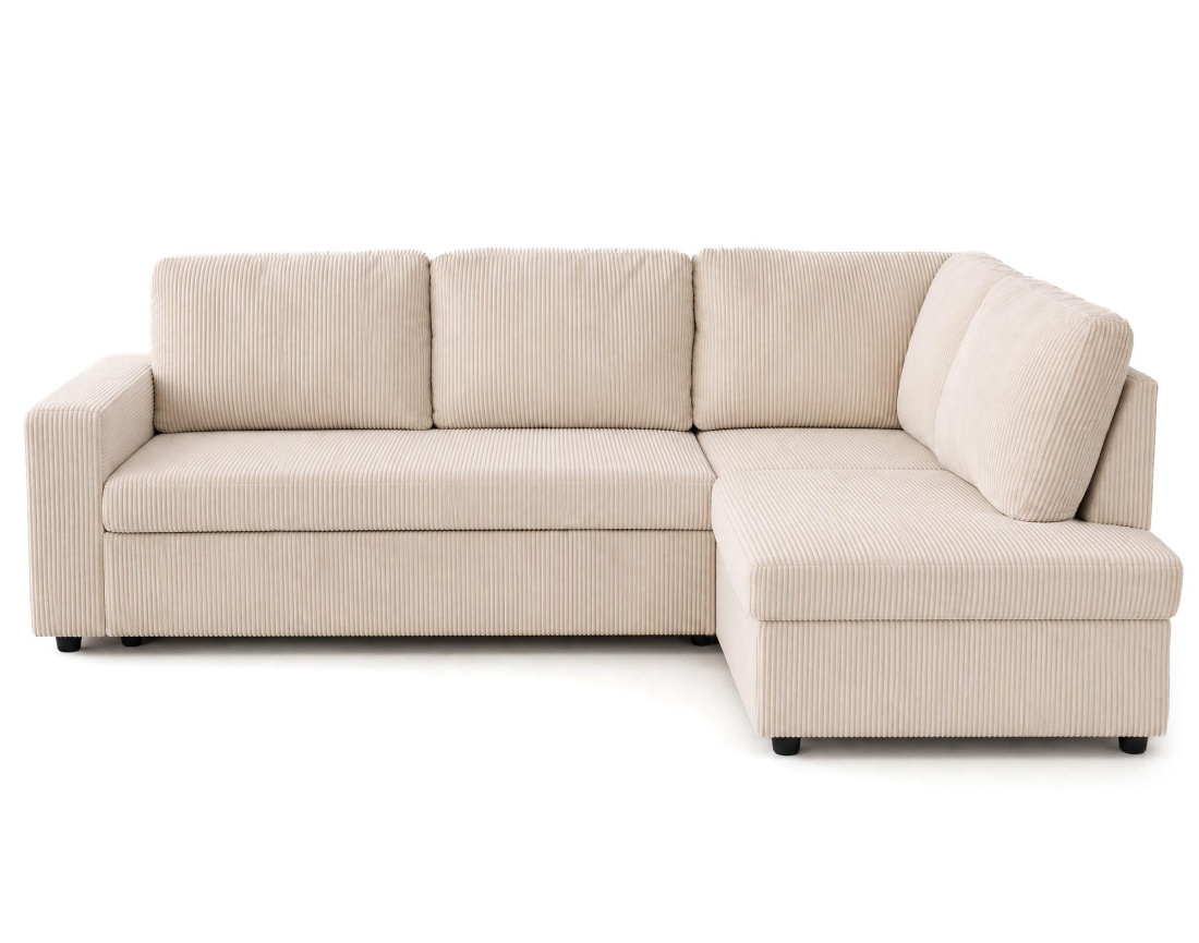 Canapé MEIYA d'angle droit 5 places convertible avec coffre en velours côtelé | Best Mobilier