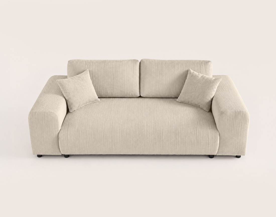 Canapé droit 3 places en velours côtelé Garance