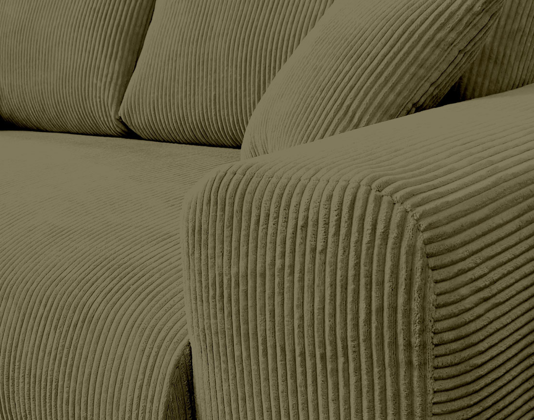 Canapé droit 3 places en velours côtelé Garance