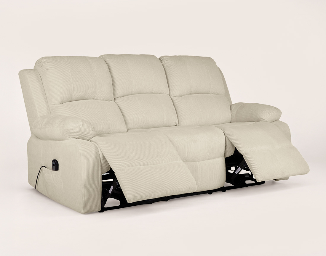 Canapé Armand 3 places relax électrique en velours côtelé | Best Mobilier