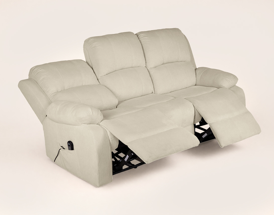 Canapé Armand 3 places relax électrique en velours côtelé | Best Mobilier