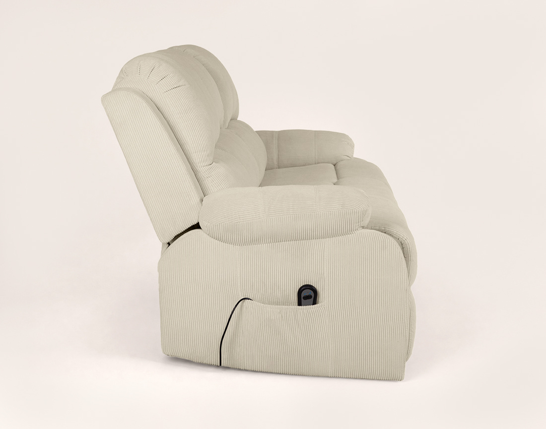 Canapé Armand 3 places relax électrique en velours côtelé | Best Mobilier