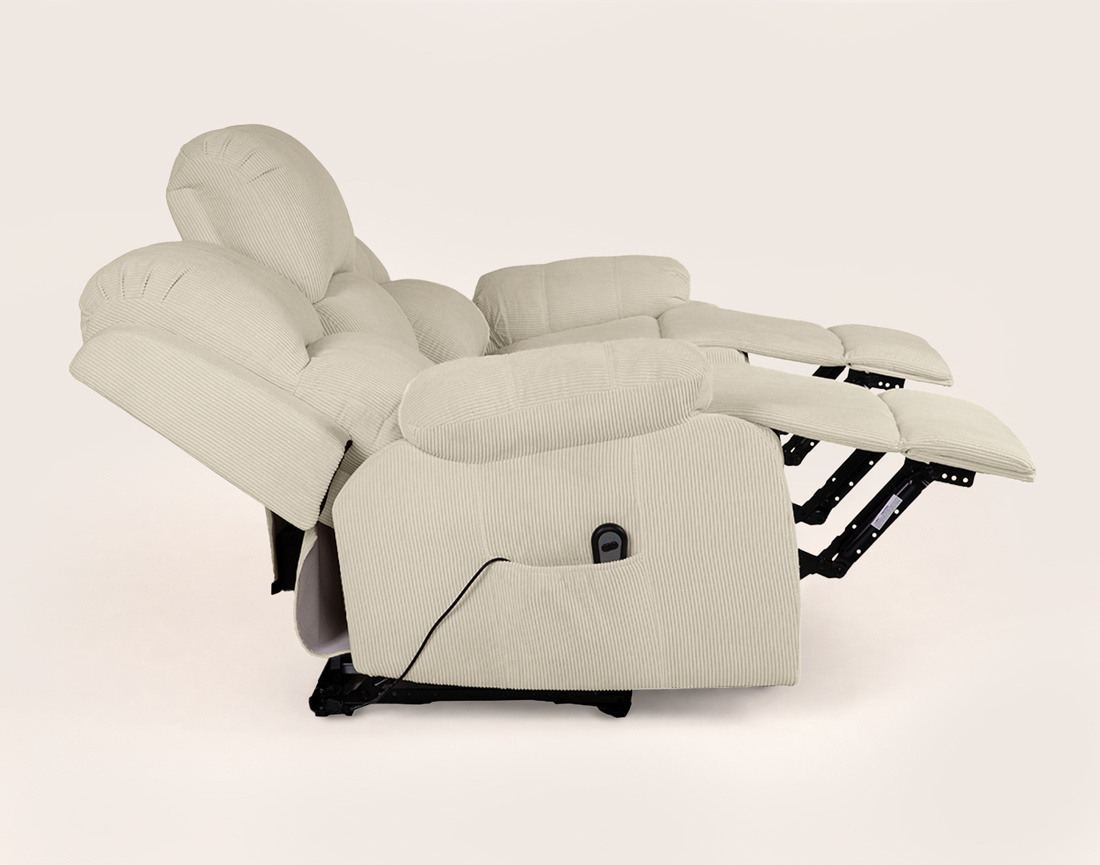 Canapé Armand 3 places relax électrique en velours côtelé | Best Mobilier