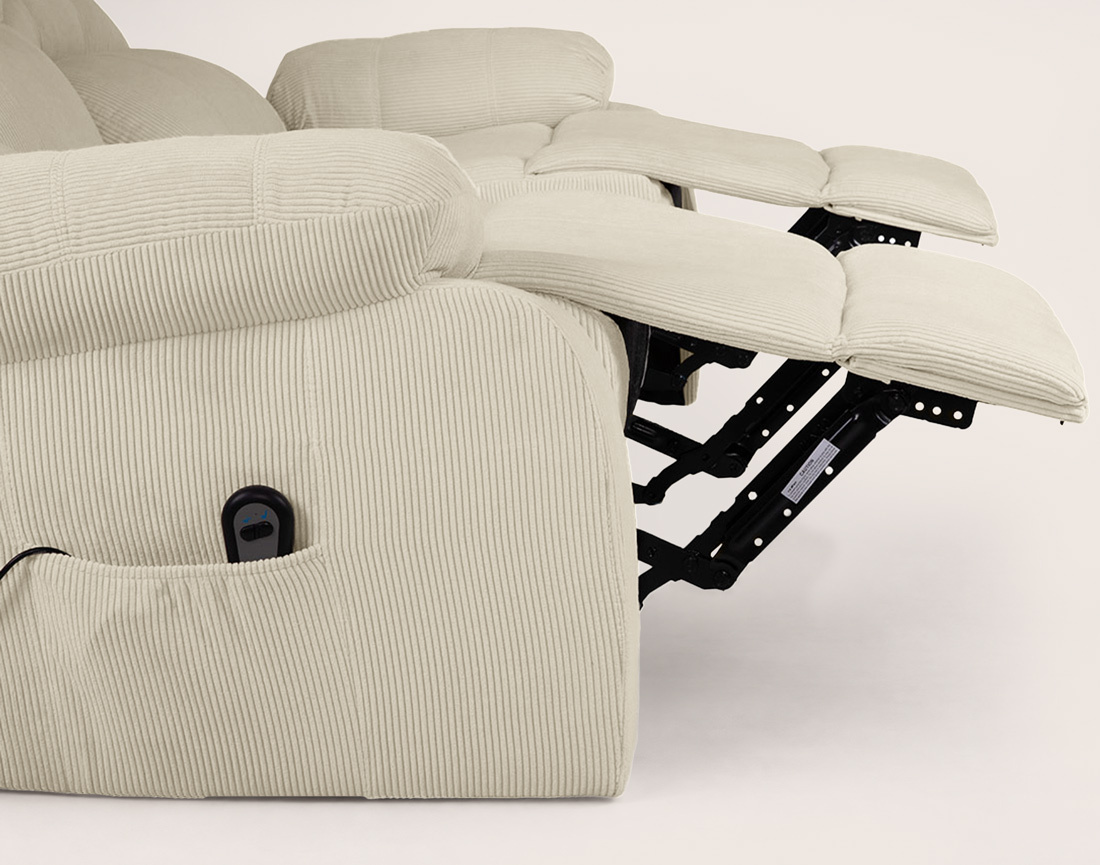 Canapé Armand 3 places relax électrique en velours côtelé | Best Mobilier