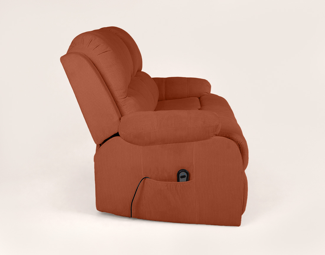 Canapé Armand 3 places relax électrique en velours côtelé | Best Mobilier