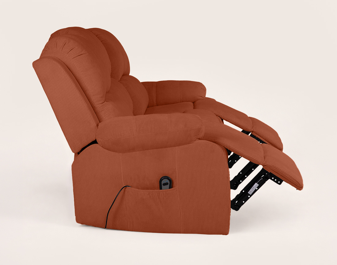 Canapé Armand 3 places relax électrique en velours côtelé | Best Mobilier