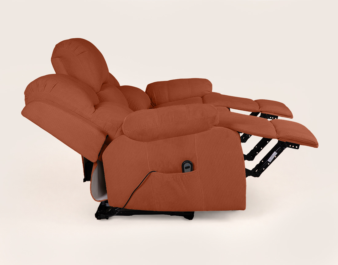 Canapé Armand 3 places relax électrique en velours côtelé | Best Mobilier