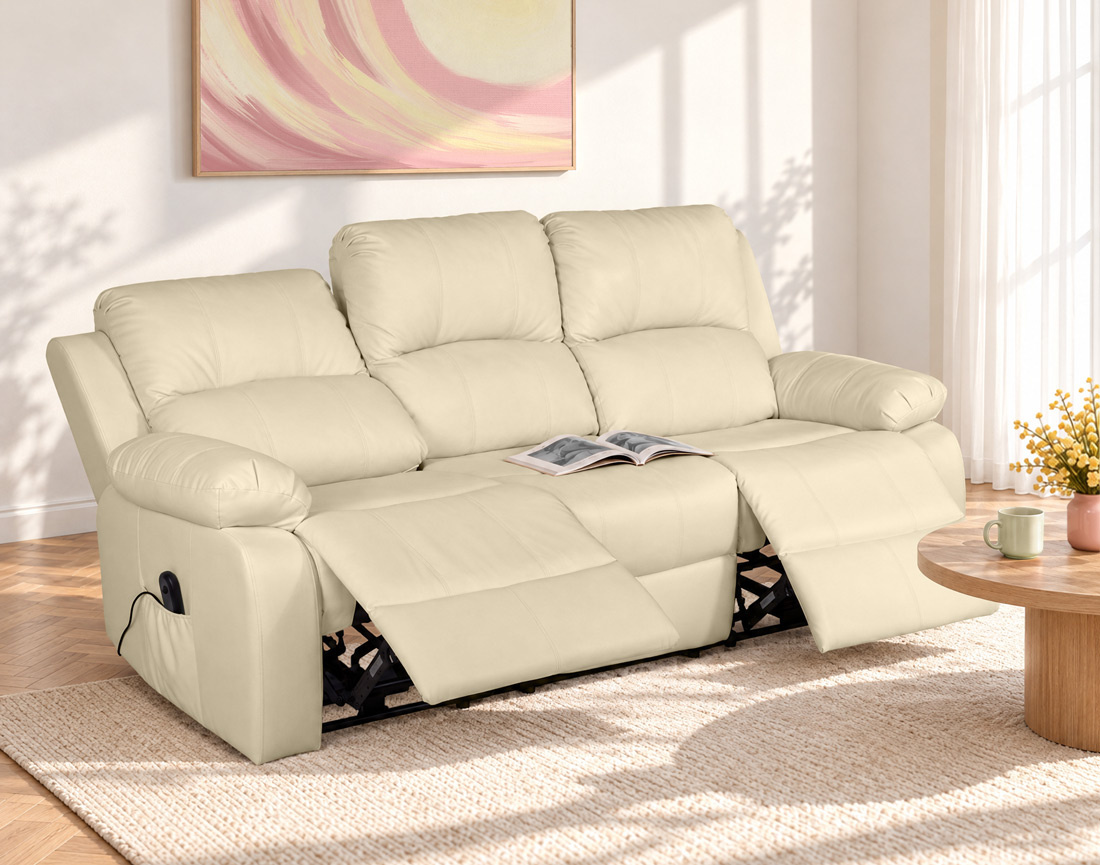 Canapé ARMAND 3 places relax électrique en simili | Best Mobilier