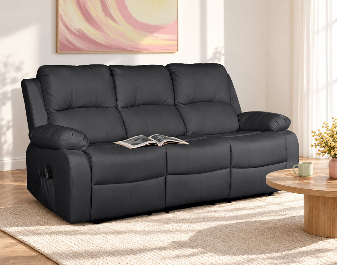 Canapé ARMAND 3 places relax électrique en simili | Best Mobilier