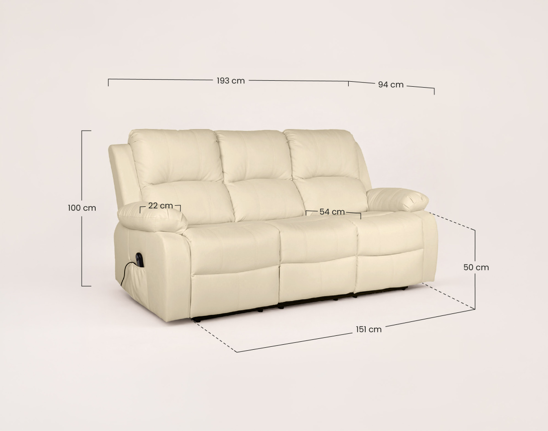 Canapé ARMAND 3 places relax électrique en simili | Best Mobilier