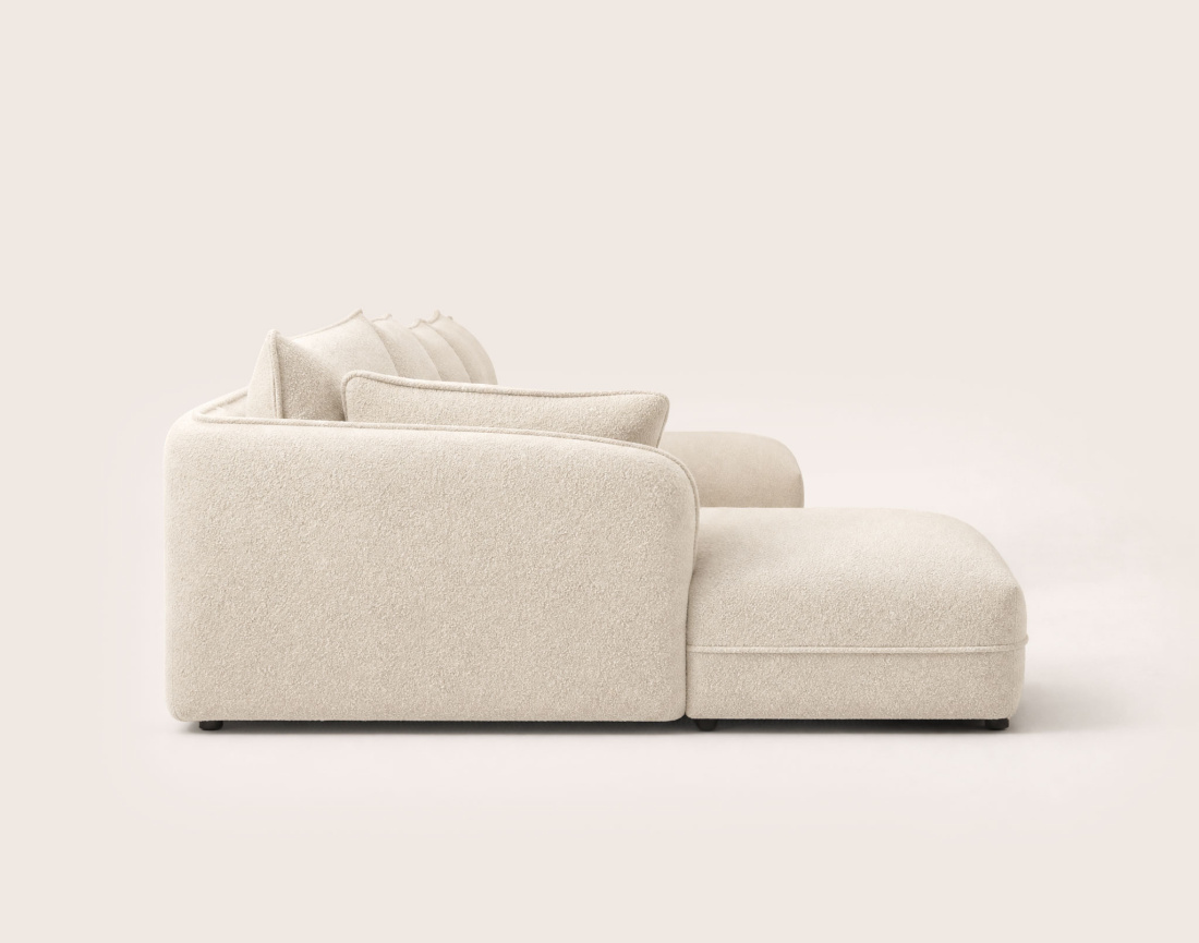 Canapé LUCIEN panoramique d'angle gauche 7 places en tissu bouclette | Best Mobilier