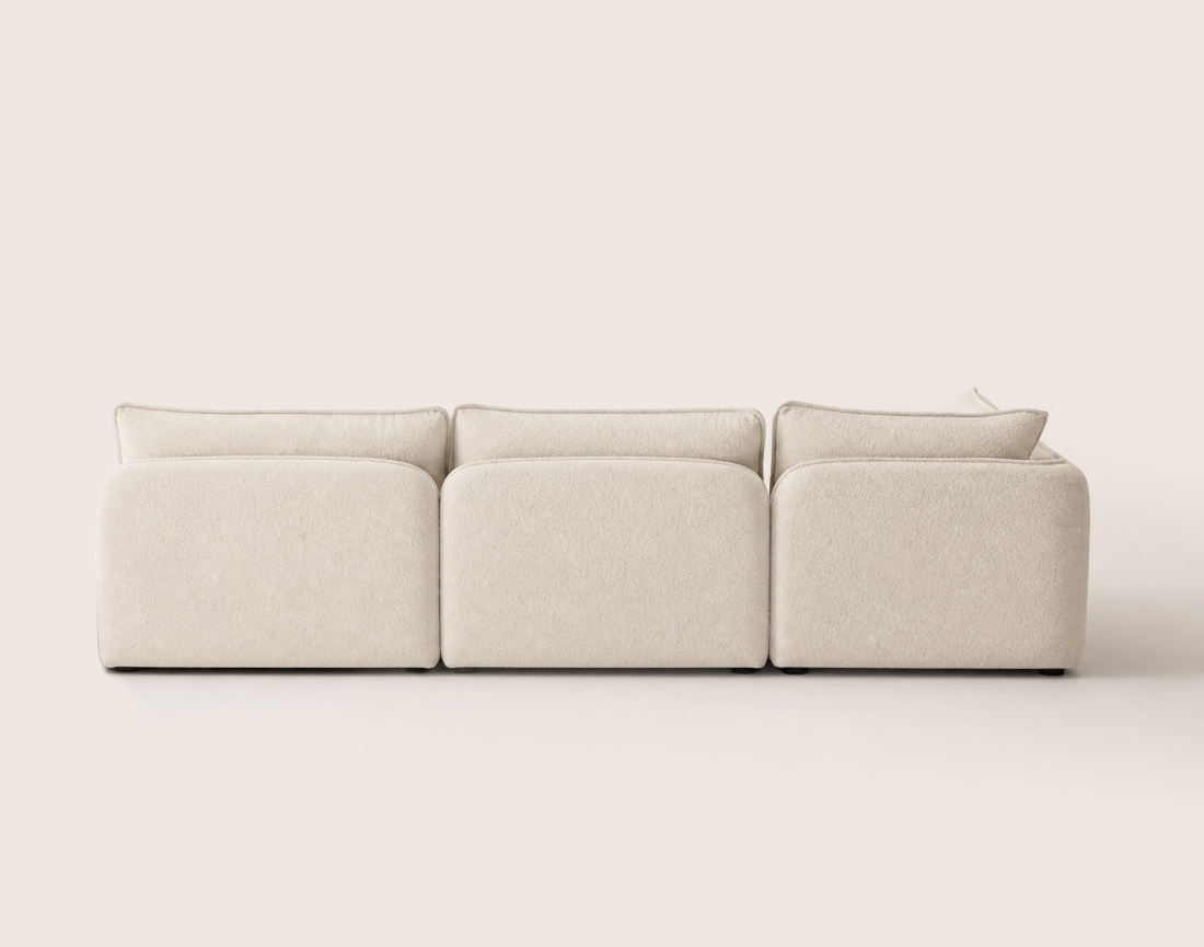 Canapé LUCIEN panoramique d'angle gauche 7 places en tissu bouclette | Best Mobilier