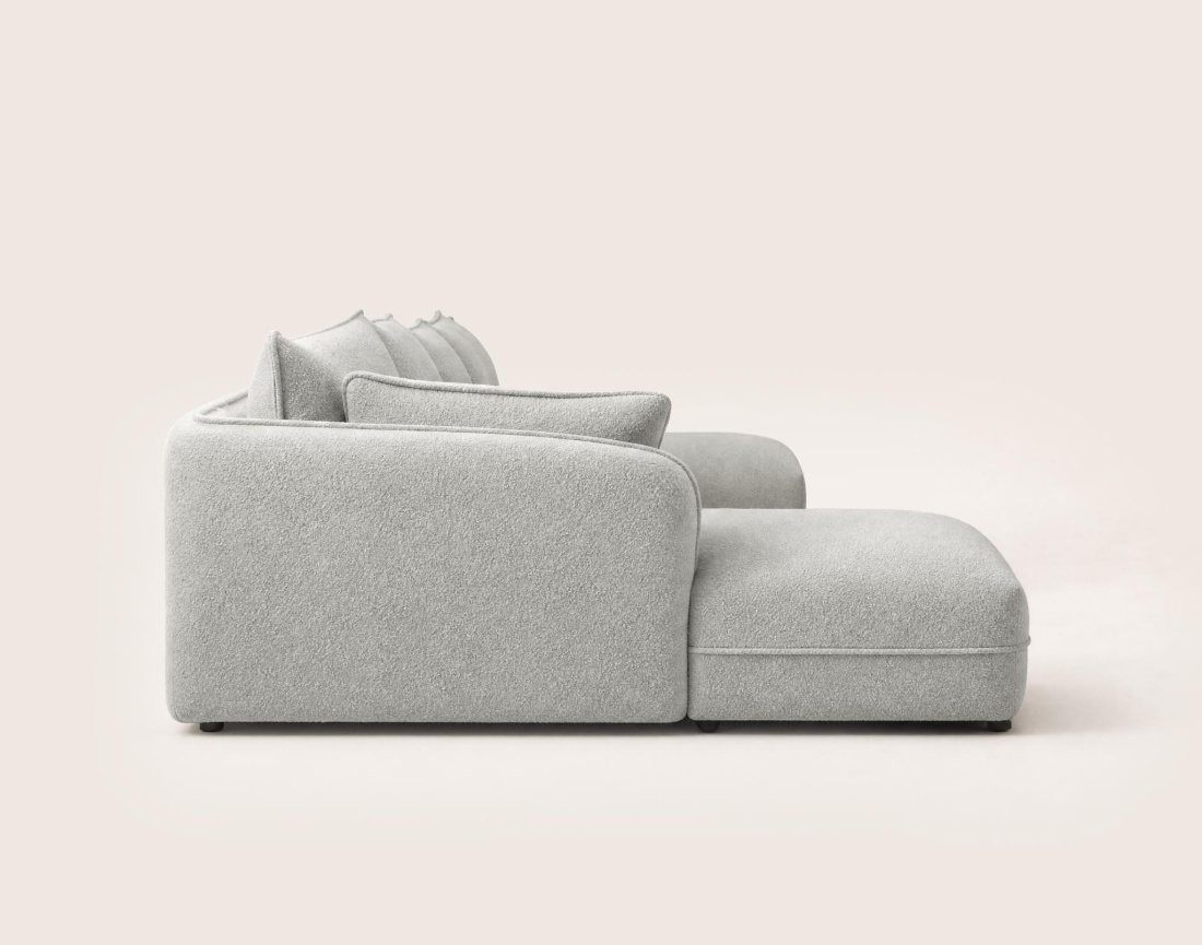 Canapé LUCIEN panoramique d'angle gauche 7 places en tissu bouclette | Best Mobilier