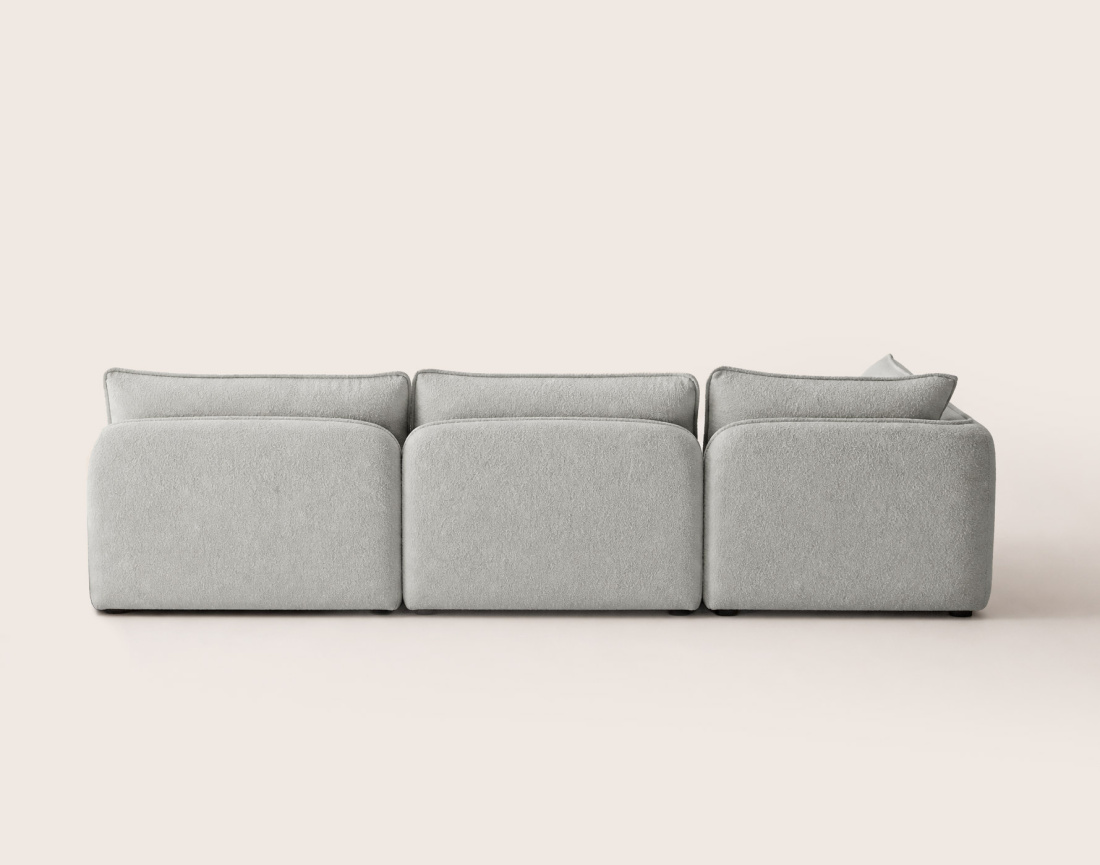 Canapé LUCIEN panoramique d'angle gauche 7 places en tissu bouclette | Best Mobilier