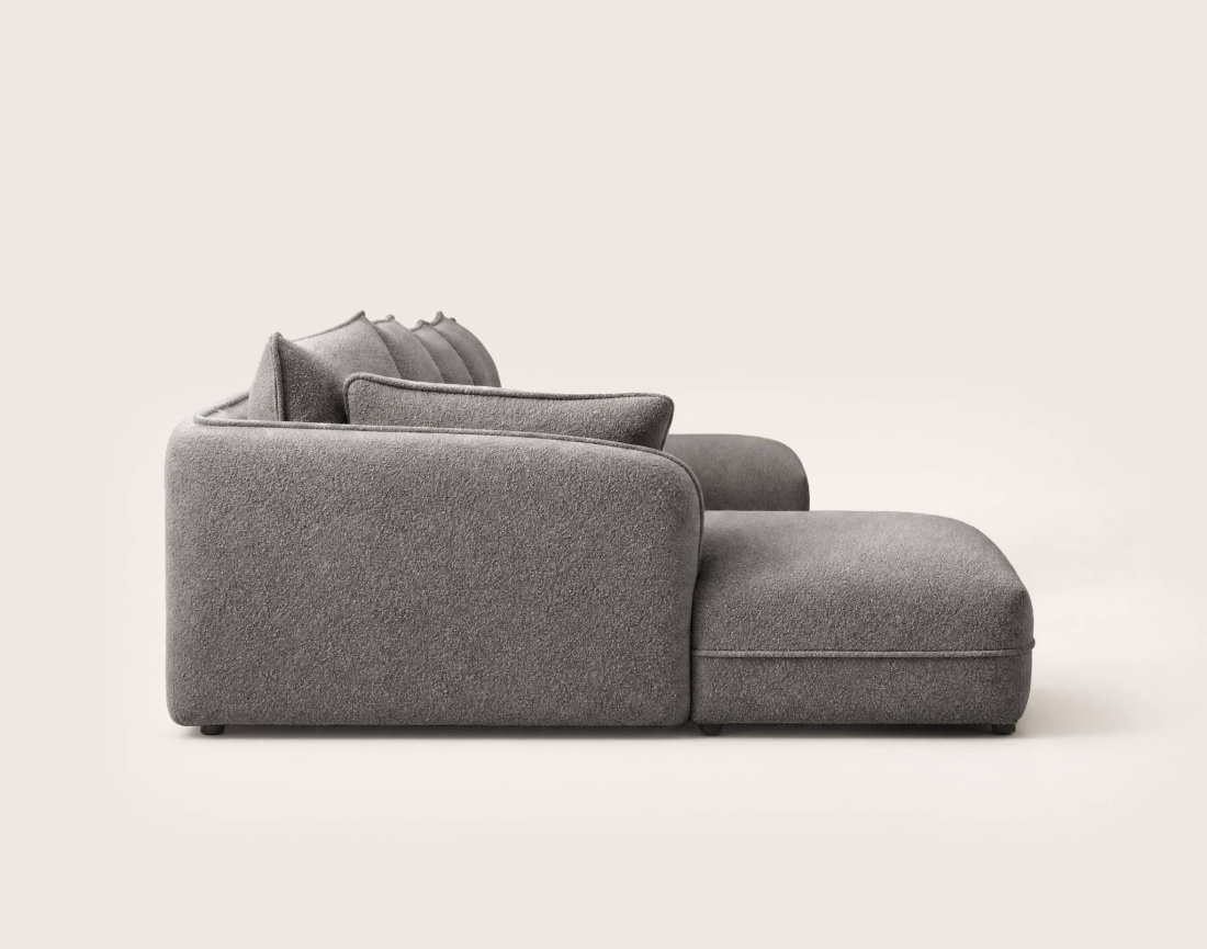 Canapé LUCIEN panoramique d'angle gauche 7 places en tissu bouclette | Best Mobilier