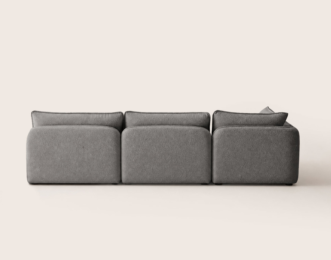Canapé LUCIEN panoramique d'angle gauche 7 places en tissu bouclette | Best Mobilier