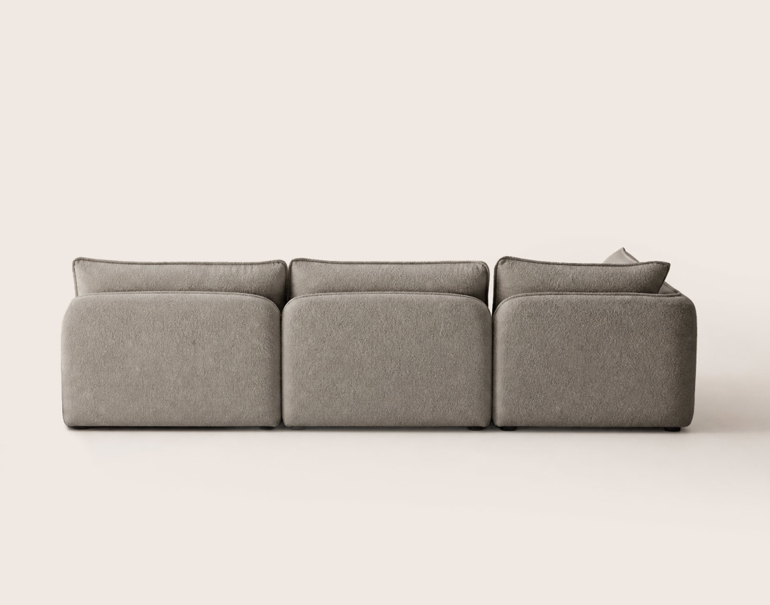 Canapé LUCIEN panoramique d'angle gauche 7 places en tissu bouclette | Best Mobilier