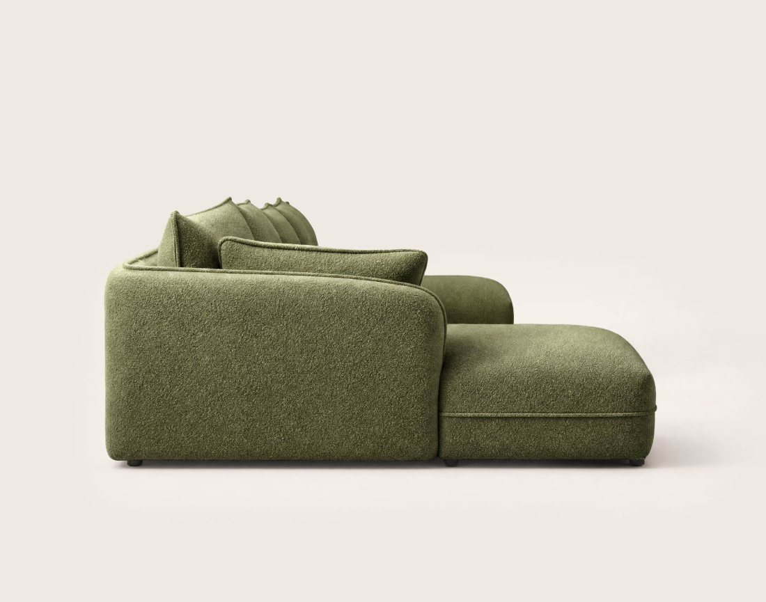 Canapé LUCIEN panoramique d'angle gauche 7 places en tissu bouclette | Best Mobilier