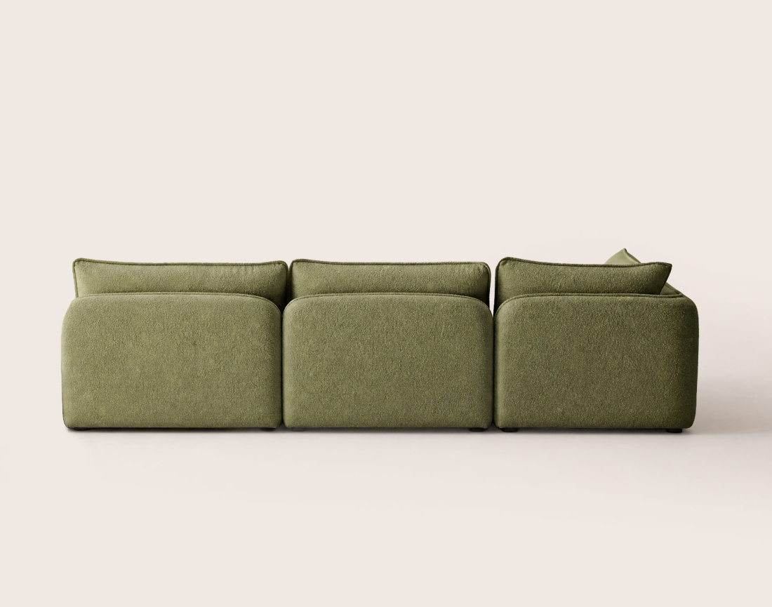 Canapé LUCIEN panoramique d'angle gauche 7 places en tissu bouclette | Best Mobilier