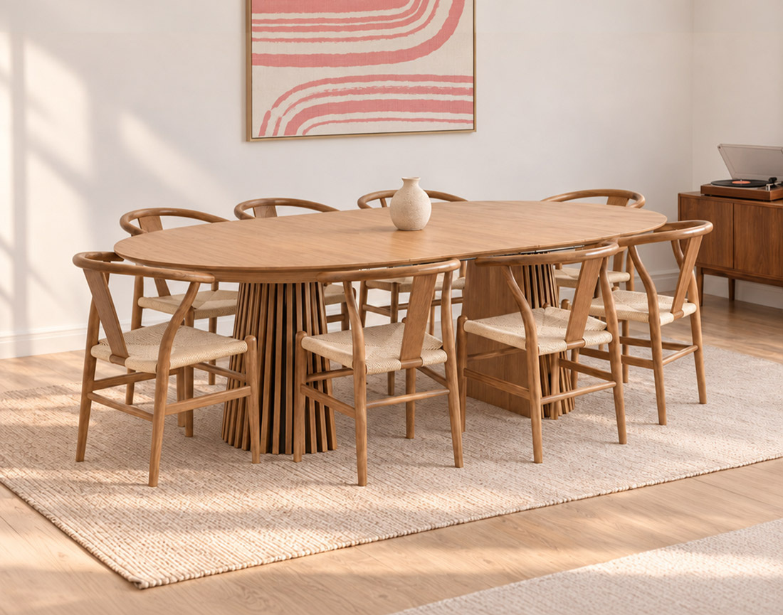 Table FREYA ronde extensible 4 à 8 personnes bois - Best Mobilier