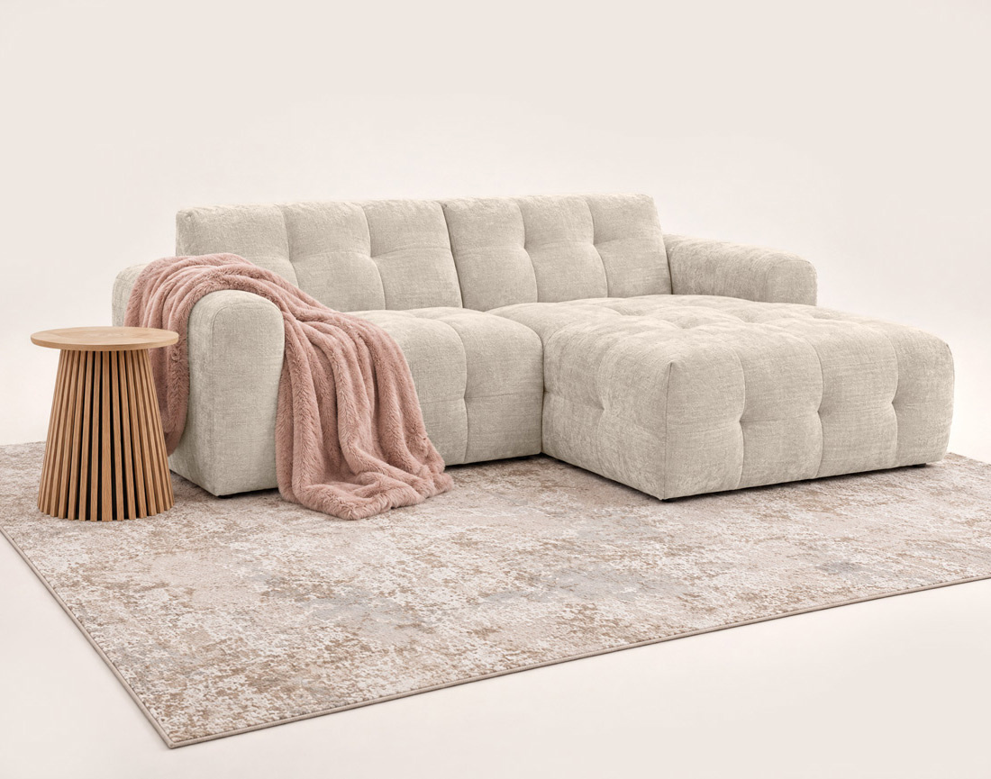Canapé DIANE d'angle droit 4 places en velours texturé | Best Mobilier