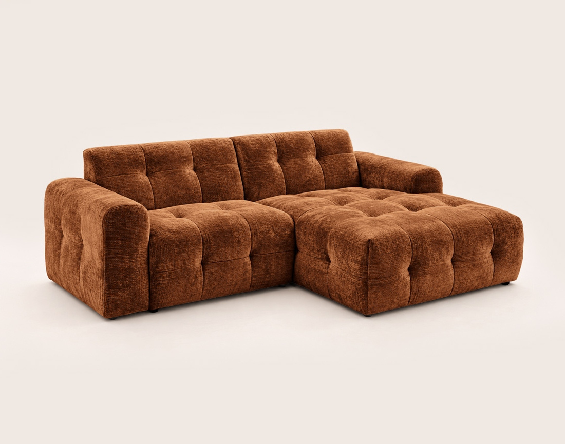 Canapé DIANE d'angle droit 4 places en velours texturé | Best Mobilier