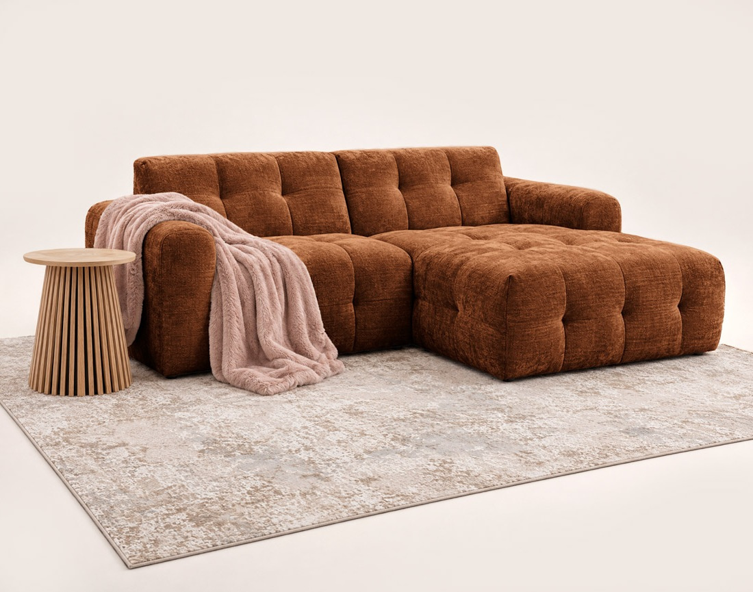 Canapé DIANE d'angle droit 4 places en velours texturé | Best Mobilier
