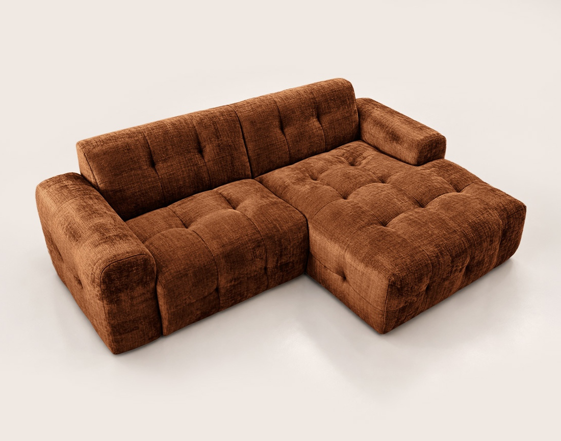 Canapé DIANE d'angle droit 4 places en velours texturé | Best Mobilier