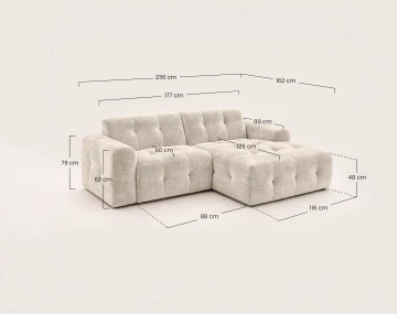 Canapé DIANE d'angle droit 4 places en velours texturé | Best Mobilier