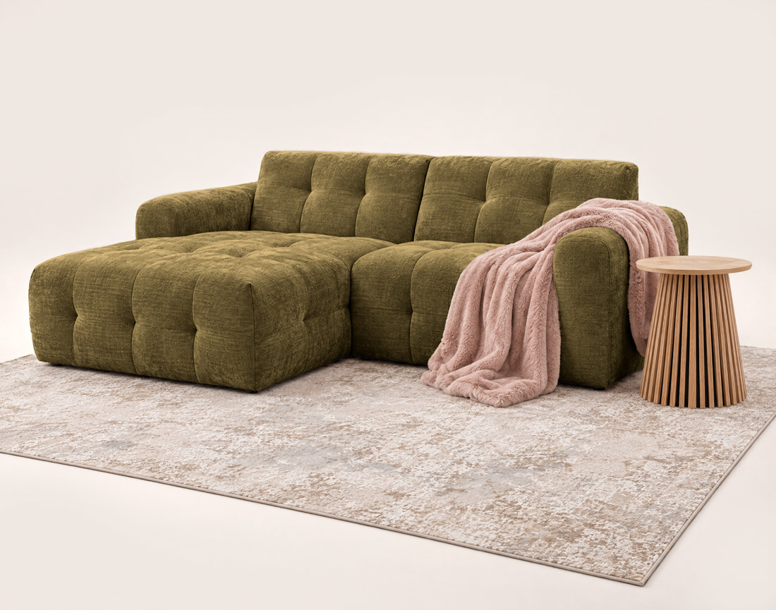 Canapé DIANE d'angle gauche 4 places en velours texturé | Best Mobilier