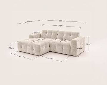 Canapé DIANE d'angle gauche 4 places en velours texturé | Best Mobilier