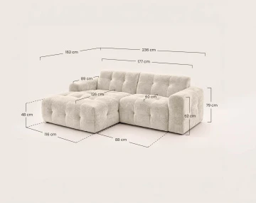 Canapé DIANE d'angle gauche 4 places en velours texturé | Best Mobilier