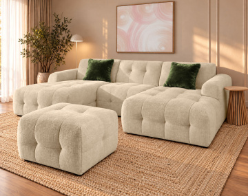 Pouf en velours texturé Diane