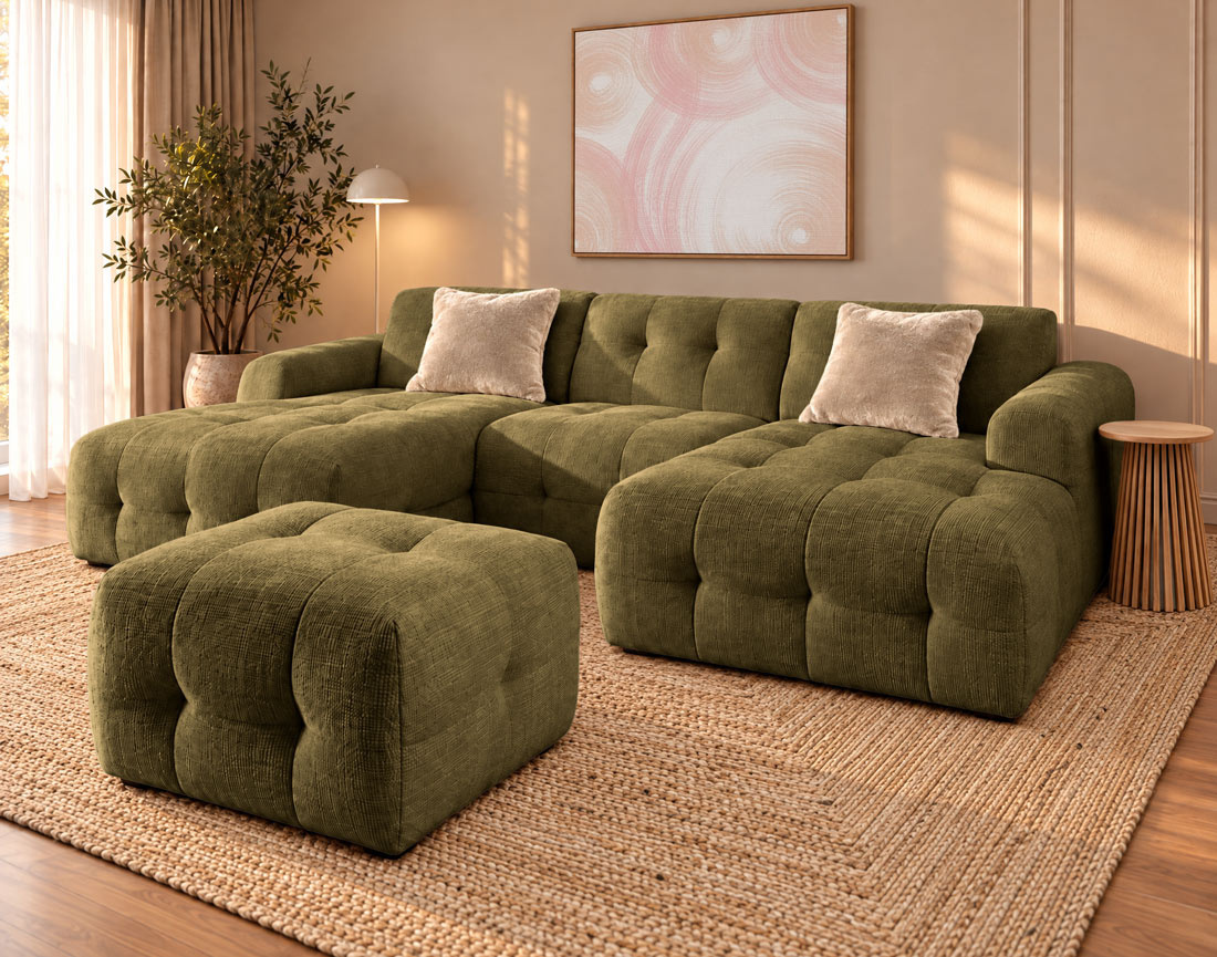 Pouf en velours texturé Diane