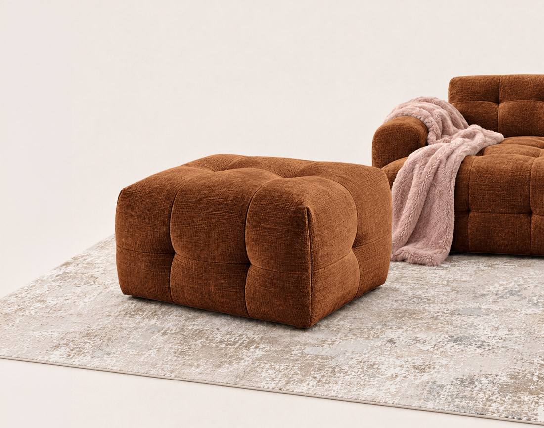 Pouf en velours texturé Diane