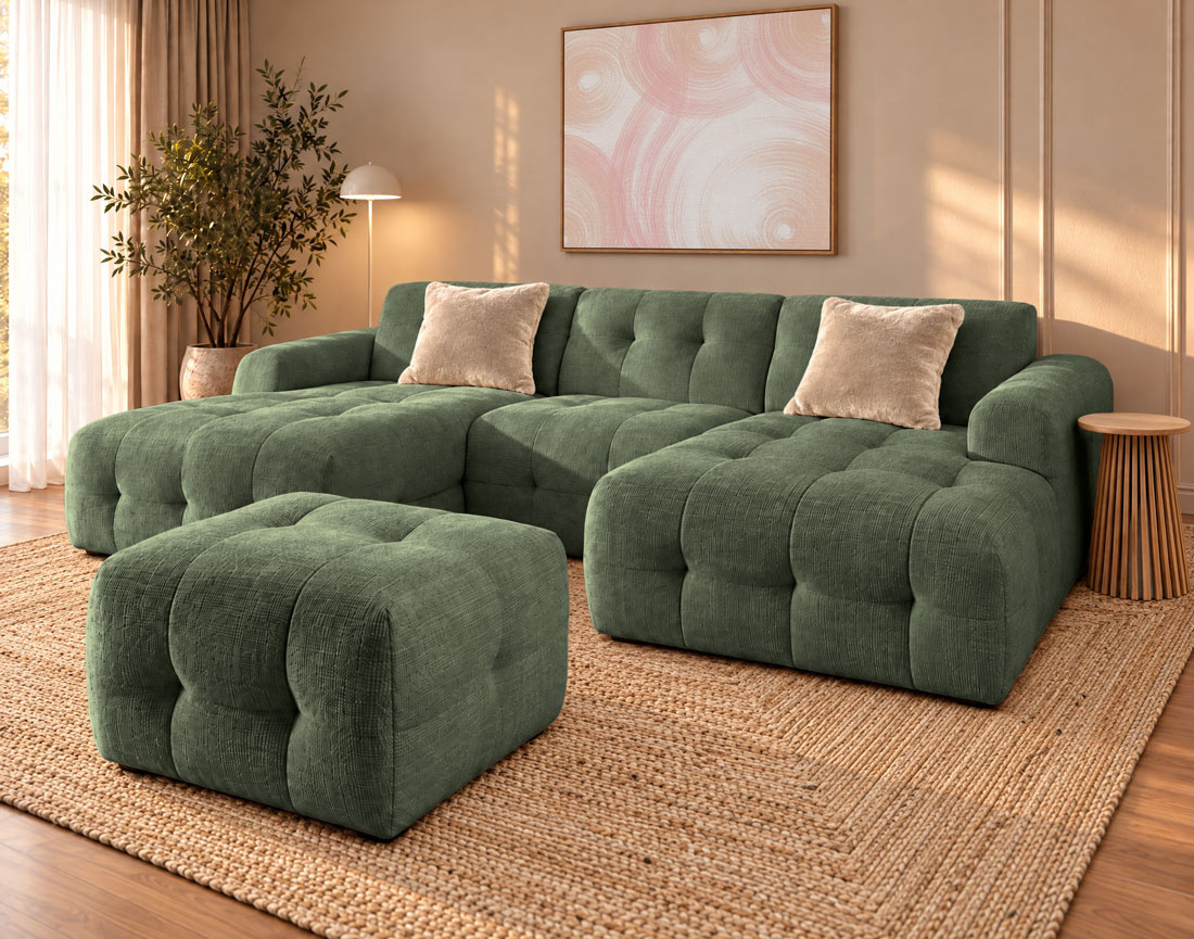 Pouf en velours texturé Diane
