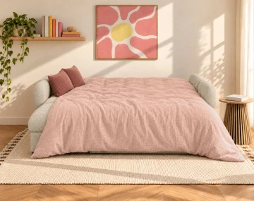 Canapé OCTAVE d'angle réversible 4 places convertible avec coffre en velours texturé | Best Mobilier