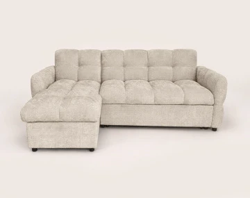 Canapé OCTAVE d'angle réversible 4 places convertible avec coffre en velours texturé | Best Mobilier