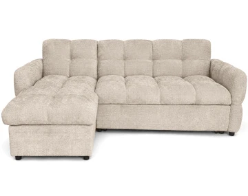 Canapé OCTAVE d'angle réversible 4 places convertible avec coffre en velours texturé | Best Mobilier
